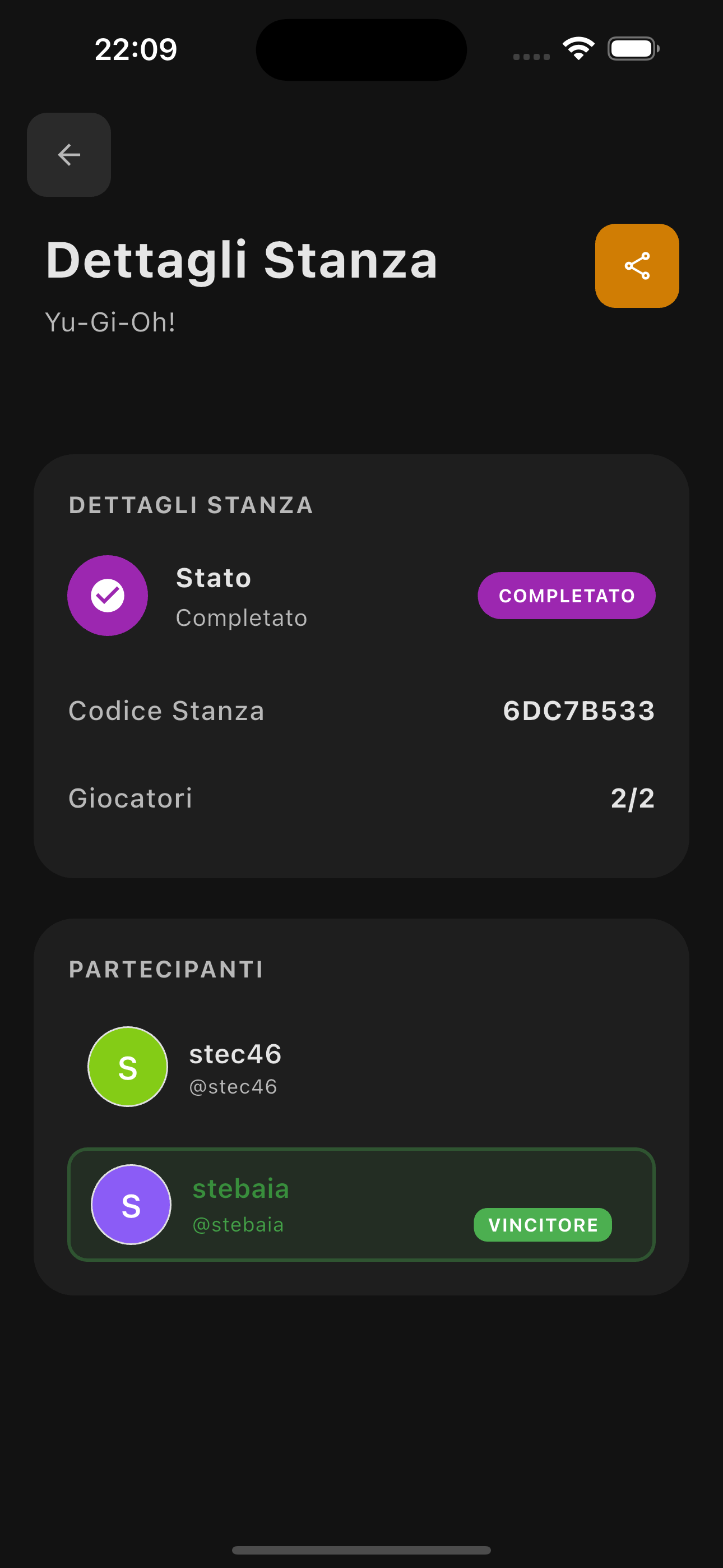 Dashboard principale Arena con creazione tornei